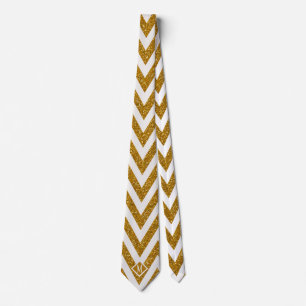 Cravate Motif de rayures dorées pailletées Monogramme pour