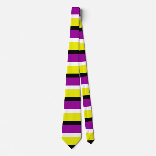 Cravate Motif de rayures violet jaune (Devant)