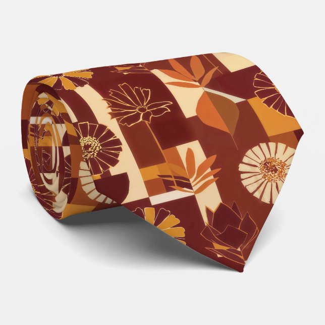 Cravate Motif de récolte floral de Thanksgiving (Roulé)