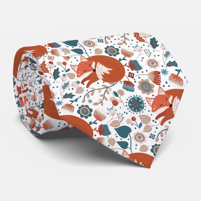 Cravate Motif de renard nordique (Roulé)