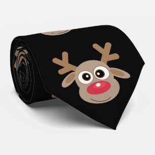 Cravate Motif de rennes de caricature doux Noël amusant No