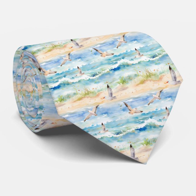 Cravate Motif de rivage de bécasseau côtier (2) (Roulé)