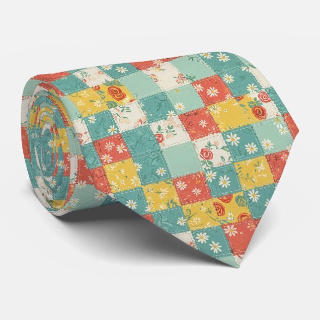Cravate Motif de rose printanière pastel (Roulé)