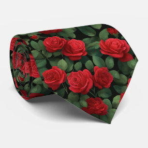 Cravate Motif de rose rouge élégant foncé