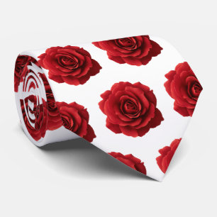 Cravate Motif de rose rouge minimaliste avec gouttelettes
