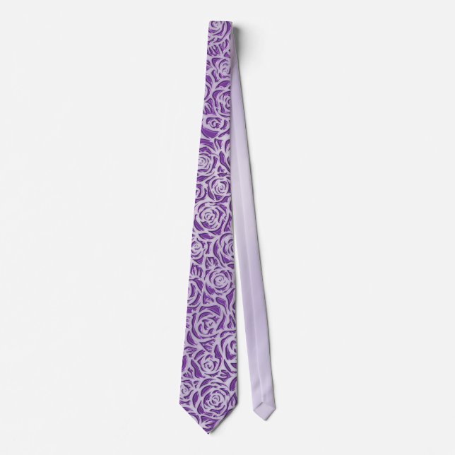 Cravate Motif de rose violette douce (Devant)