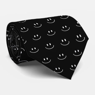 Cravate Motif de sourire noir et blanc