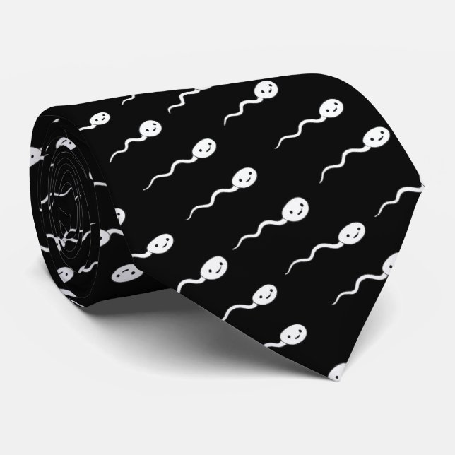 Cravate Motif de spermatozoïdes souriants mignons (Roulé)