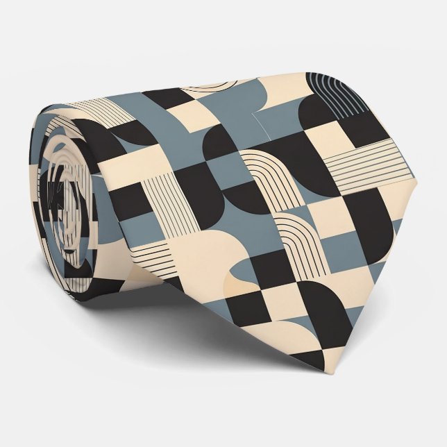 Cravate Motif de style moderne en mosaïque  (Roulé)