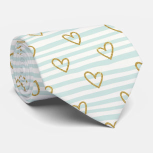 Cravate Motif de style paillettes à rayures de cœur pastel