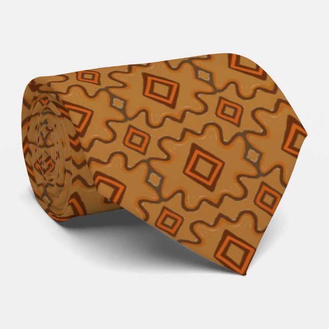 Cravate Motif de style sud-ouest marron (Roulé)