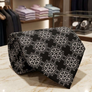 Cravate Motif de symétrie circulaire pulsar blanc sur noir
