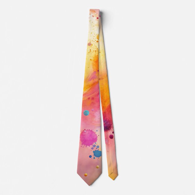 Cravate Motif de taches d'aquarelle abstraite vibrant (Devant)