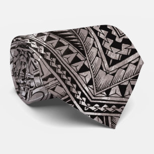 Cravate Motif de tatouage tribal professionnel noir et bla