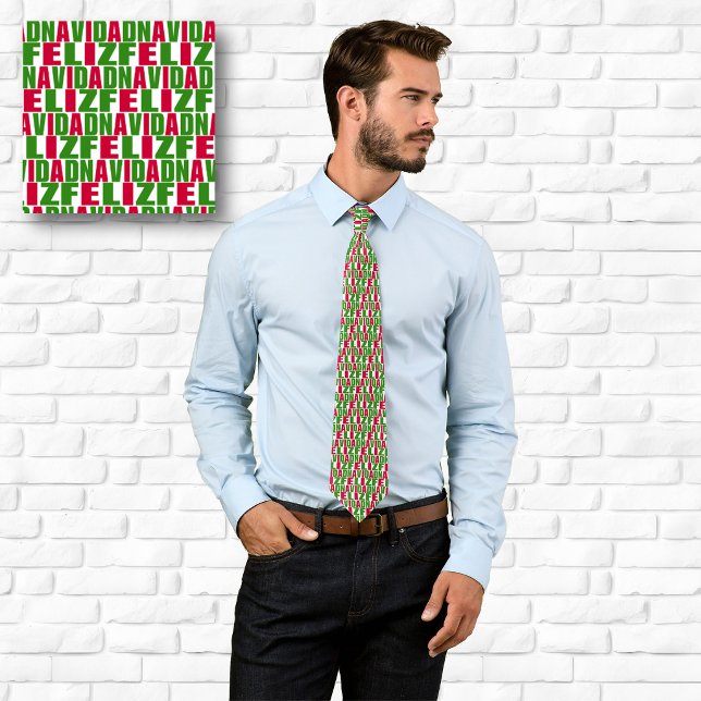 Cravate Motif de texte Feliz Navidad (Feliz Navidad Text Pattern Tie)