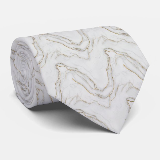 Cravate Motif de texture de marbre élégant (Roulé)