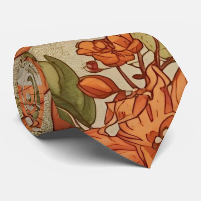 Cravate Motif de Thanksgiving, feuilles d'automne et citro (Roulé)