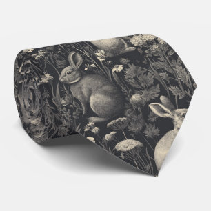 Cravate Motif de toile de lapin vintage noir