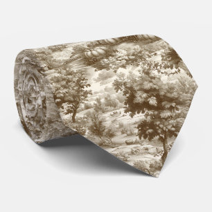 Cravate Motif de toile de Pâques de pays français sépia