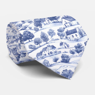 Cravate Motif de toile française bleue de campagne