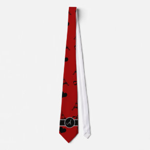 Cravate Motif de tour à eiffel rouge Monogramme