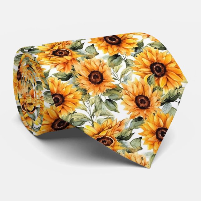 Cravate motif de tournesol cool (Roulé)