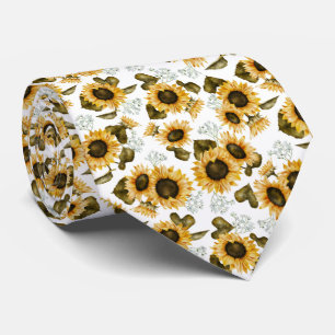 Cravate Motif de tournesol jaune