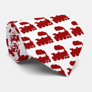 Cravate Motif de train à vapeur - Ruby Red on White