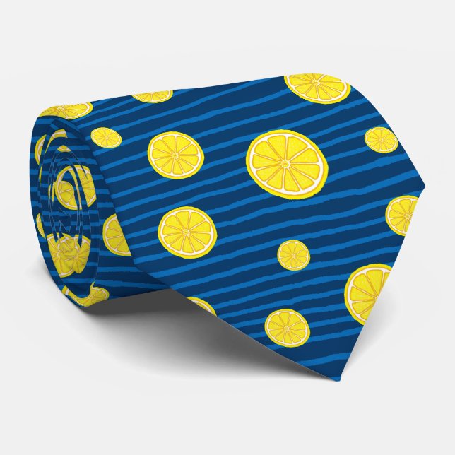 Cravate Motif de tranches de citron (Roulé)