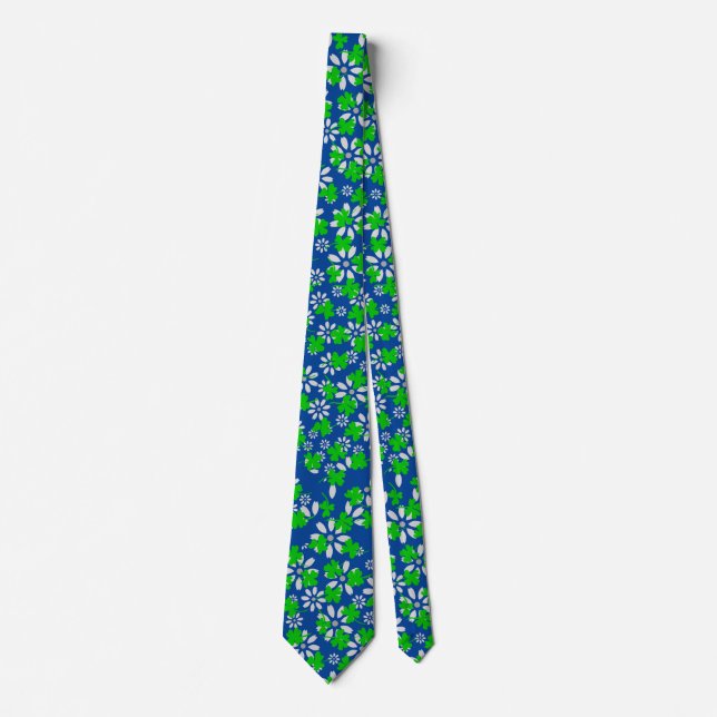 Cravate Motif de trèfle 01w bleu BG (Devant)