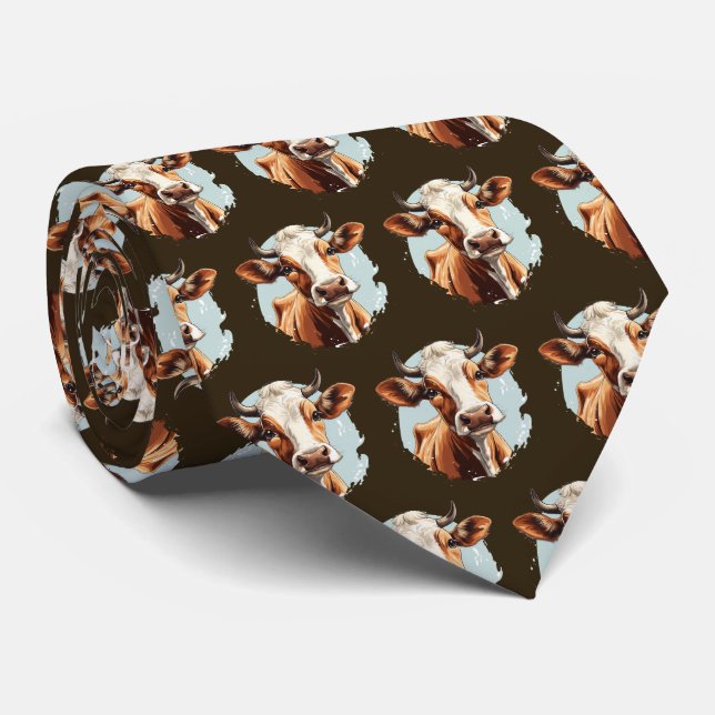 Cravate Motif de vache carrelée cool  (Roulé)
