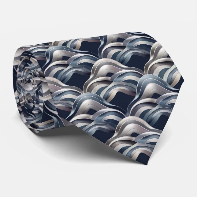 Cravate Motif de vague abstrait moderne (Roulé)