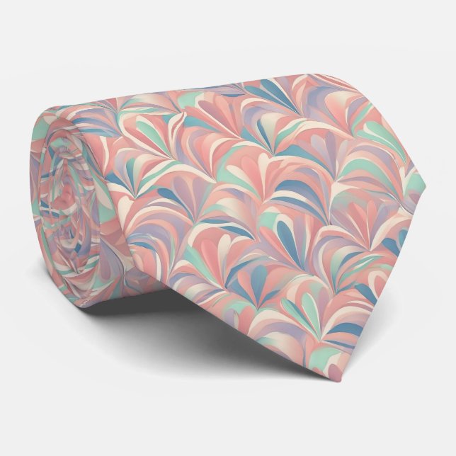 Cravate Motif de vague de pétale abstrait pastel (Roulé)