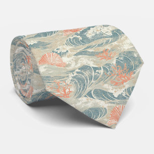 Cravate Motif de vague en coquillage en étoile de mer des