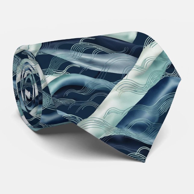 Cravate Motif de vague océanique naturelle (Roulé)