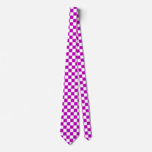 Cravate Motif de vérification À damiers blanc violet