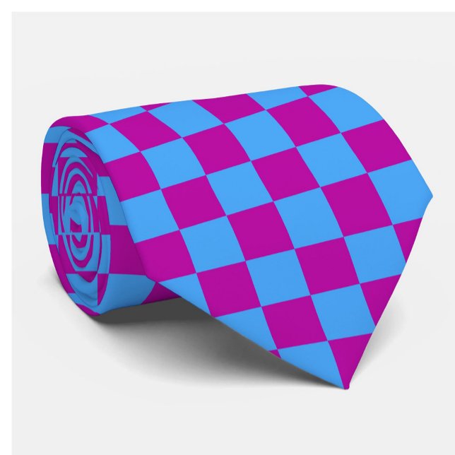 Cravate Motif de vérification À damiers bleu violet (Créateur téléchargé)
