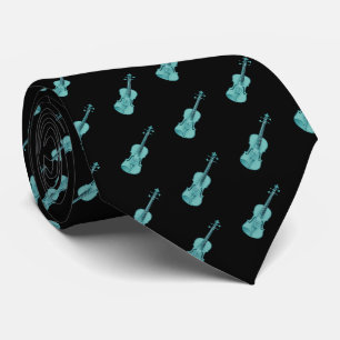 Cravate Motif de violon - Bleu et Noir