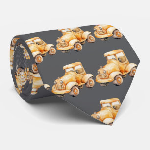 Cravate Motif de voiture jouet pour enfant vintage gris