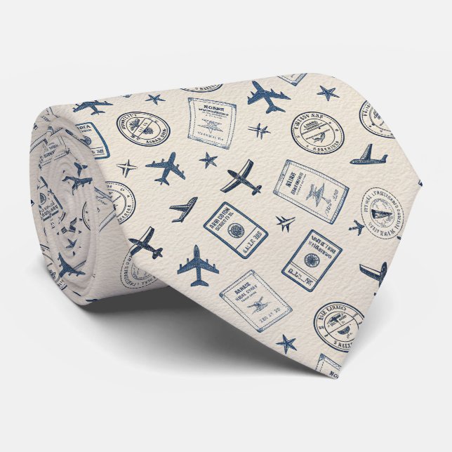 Cravate Motif de voyage de l'aviation vintage (Roulé)