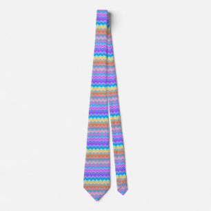Cravate Motif de Zigzag multicolore brillant