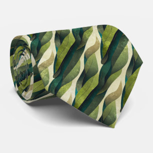Cravate Motif Déco Abstrait d'Olive Verte Minimal