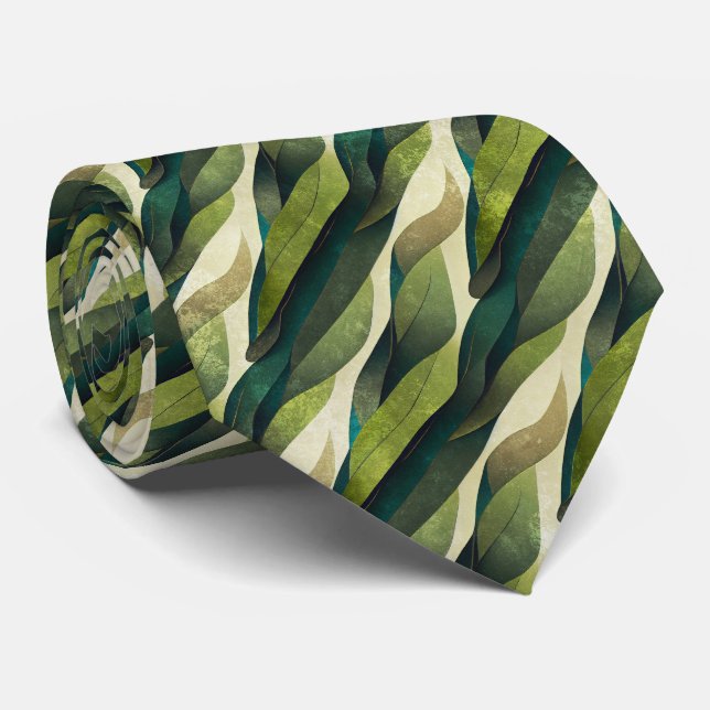 Cravate Motif Déco Abstrait d'Olive Verte Minimal (Roulé)