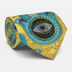 Cravate Motif décoratif de main de Hamsa sur l'or