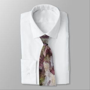 Cravate Motif d'écorce camouflée vert et brun