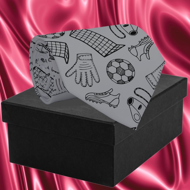 Cravate Motif d'équipement de football gris (Gray Soccer Equipment Pattern Neck Tie)