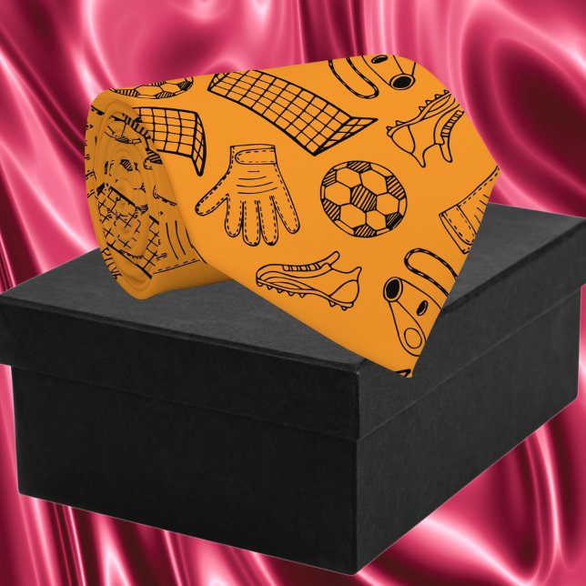Cravate Motif d'équipement de football orange (Orange Soccer Equipment Pattern Neck Tie)