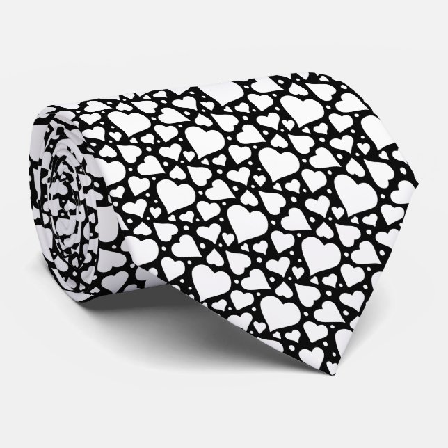 Cravate Motif des Coeurs de la Saint-Valentin. Couleur BG  (Roulé)