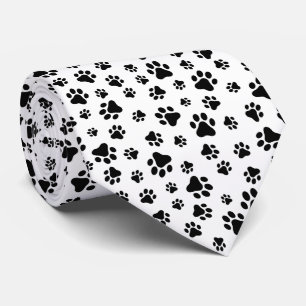 Cravate Motif des pattes, pattes de chien, noir et blanc