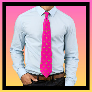 Cravate Motif des triangles rose et or chaud